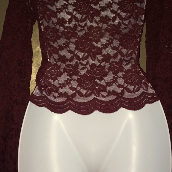Crocheted lace long sleeve sheer top - Picture 8 of 8